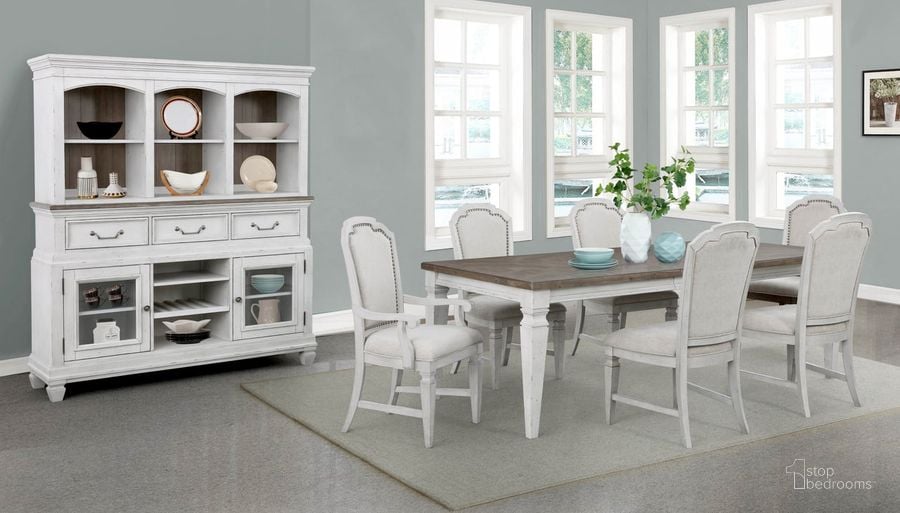 The appearance of Charlotte Distressed White Extendable Dining Room Set designed by Avalon Furniture in the transitional interior design. This white piece of furniture  was selected by 1StopBedrooms from Charlotte Collection to add a touch of cosiness and style into your home. Sku: D00323 DT;D00323 DC. Product Type: Dining Room Set. Material: Rubberwood. Image1