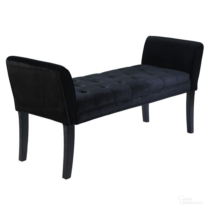 The appearance of Chatham Bench In Black Velvet designed by Armen Living in the glam interior design. This black piece of furniture  was selected by 1StopBedrooms from Chatham Collection to add a touch of cosiness and style into your home. Sku: LC0845BEBL. Material: Wood. Product Type: Bench. Image1