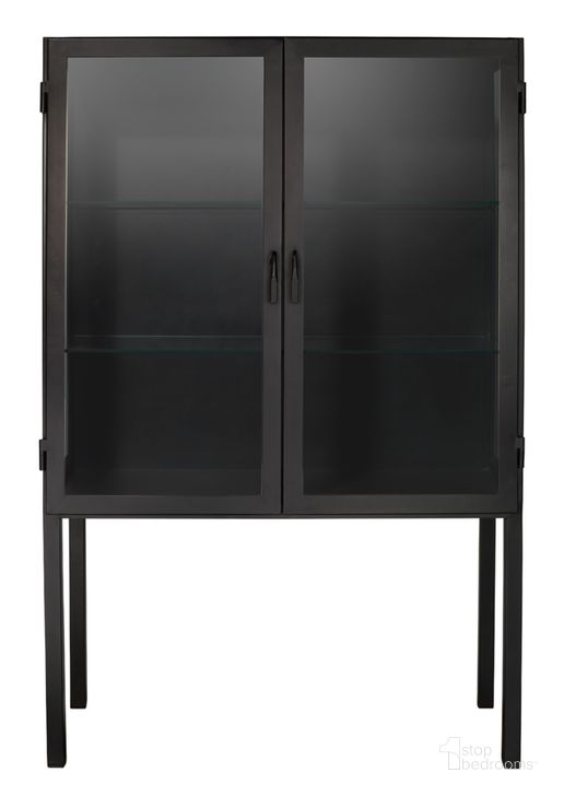 The appearance of Chauncey Wide Curio Bar Cabinet designed by Jamie Young Company in the modern / contemporary interior design. This black piece of furniture  was selected by 1StopBedrooms from Chauncey Collection to add a touch of cosiness and style into your home. Sku: 20CHAU-CABBK. Product Type: Curio Cabinet. Material: Iron. Image1