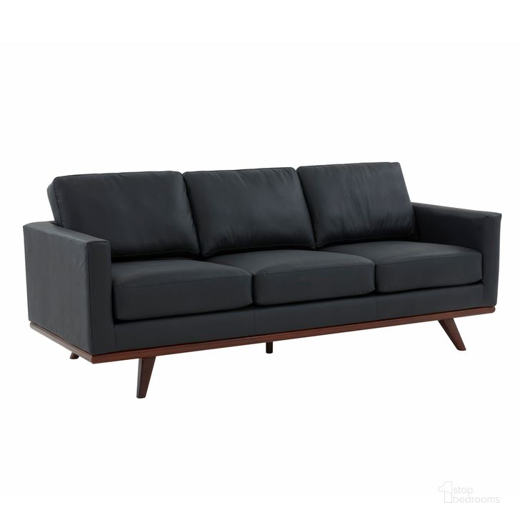 The appearance of Chester Leather Sofa In Black designed by LeisureMod in the modern / contemporary interior design. This black piece of furniture  was selected by 1StopBedrooms from Chester Collection to add a touch of cosiness and style into your home. Sku: CS83BL-L. Material: Faux Leather. Product Type: Sofa. Image1