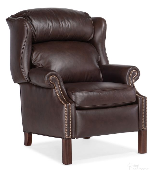 The appearance of Chippendale Reclining Wing Chair In Brown designed by Hooker in the traditional interior design. This brown piece of furniture  was selected by 1StopBedrooms from Chippendale Collection to add a touch of cosiness and style into your home. Sku: BYX-4114980008-88MHFN. Material: Leather. Product Type: Reclining Chair. Image1