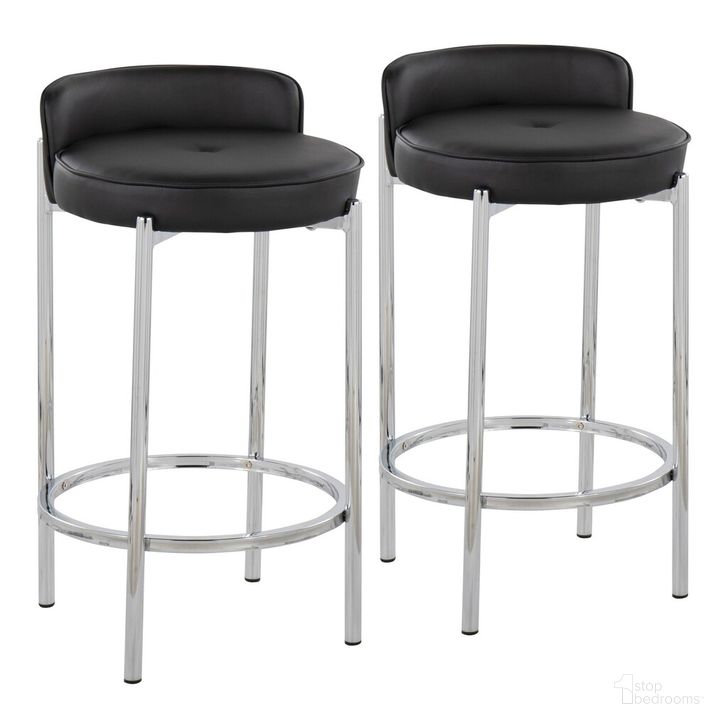 The appearance of Chloe Counter Stool Set of 2 In Chrome designed by Lumisource in the modern / contemporary interior design. This black piece of furniture  was selected by 1StopBedrooms from Chloe Collection to add a touch of cosiness and style into your home. Sku: B26-CHLOE BK2. Material: Leather. Product Type: Barstool. Image1