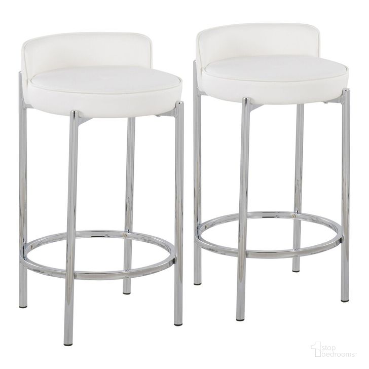 The appearance of Chloe Counter Stool Set of 2 In Chrome designed by Lumisource in the modern / contemporary interior design. This black piece of furniture  was selected by 1StopBedrooms from Chloe Collection to add a touch of cosiness and style into your home. Sku: B26-CHLOE W2. Material: Leather. Product Type: Barstool. Image1
