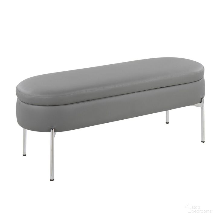 The appearance of Chloe Storage Bench In Grey designed by Lumisource in the modern / contemporary interior design. This grey piece of furniture  was selected by 1StopBedrooms from Chloe Collection to add a touch of cosiness and style into your home. Sku: BC-CHLOE STOR GY. Material: Leather. Product Type: Storage Bench. Image1