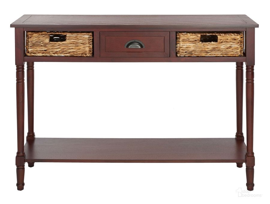 The appearance of Christa Cherry Console Table with Storage designed by Safavieh in the country / farmhouse interior design. This cherry piece of furniture  was selected by 1StopBedrooms from Christa Collection to add a touch of cosiness and style into your home. Sku: AMH5737C. Material: Aluminum. Product Type: Console. Image1