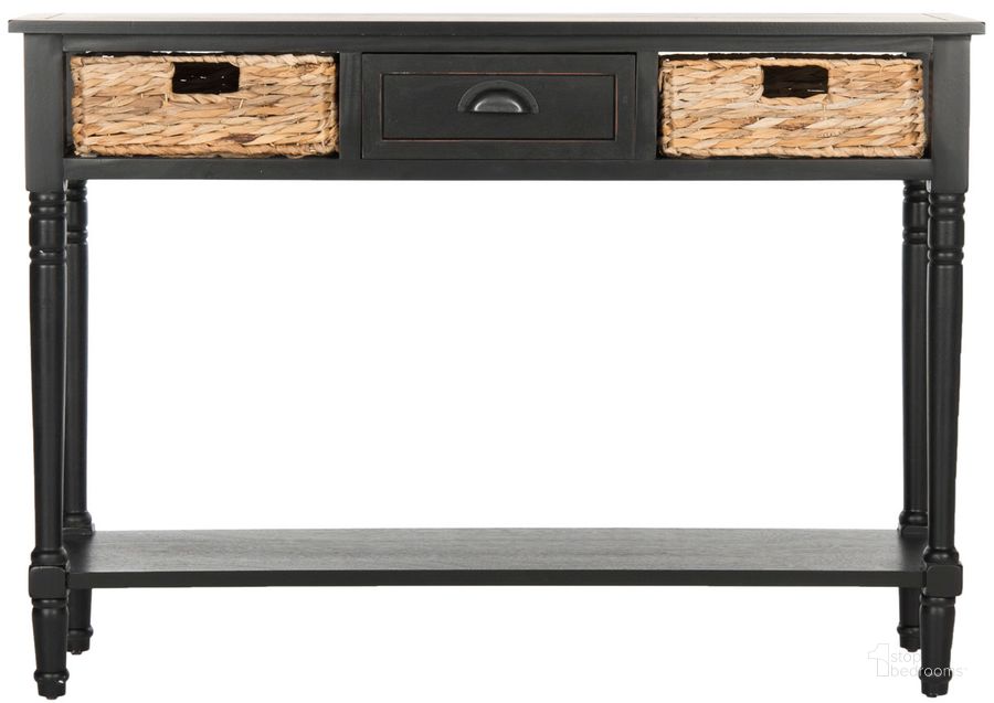 The appearance of Christa Distressed Black Console Table with Storage designed by Safavieh in the country / farmhouse interior design. This distressed black piece of furniture  was selected by 1StopBedrooms from Christa Collection to add a touch of cosiness and style into your home. Sku: AMH5737A. Material: Aluminum. Product Type: Console. Image1