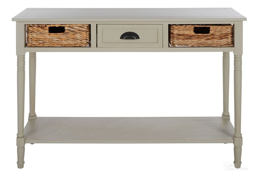 The appearance of Christa Vintage Gray Console Table with Storage designed by Safavieh in the country / farmhouse interior design. This grey piece of furniture  was selected by 1StopBedrooms from Christa Collection to add a touch of cosiness and style into your home. Sku: AMH5737D. Material: Aluminum. Product Type: Console. Image1