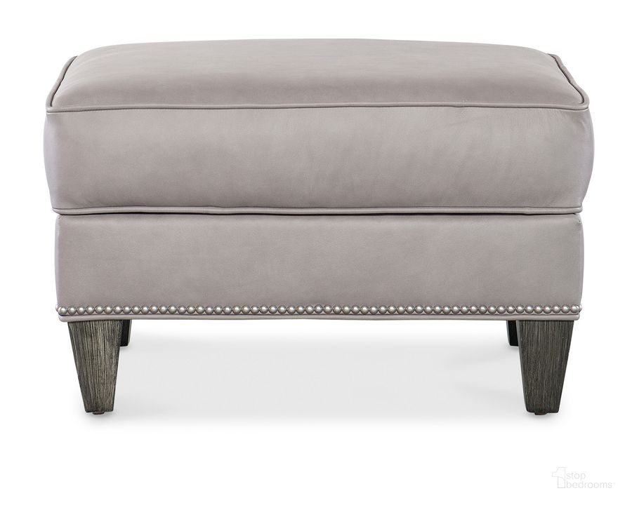 The appearance of Christopher Ottoman In Gray designed by Hooker in the transitional interior design. This gray piece of furniture  was selected by 1StopBedrooms from Christopher Collection to add a touch of cosiness and style into your home. Sku: BYX-318-OT-980013-91STPN. Material: Leather. Product Type: Ottoman. Image1