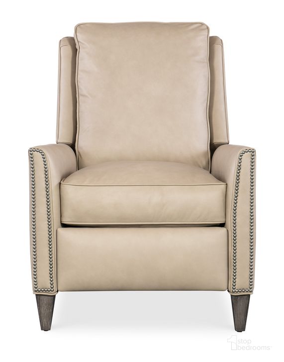 The appearance of Christopher Reclining Chair In Beige designed by Hooker in the transitional interior design. This beige piece of furniture  was selected by 1StopBedrooms from Christopher Collection to add a touch of cosiness and style into your home. Sku: BYX-3318980013-82. Material: Leather. Product Type: Reclining Chair. Image1