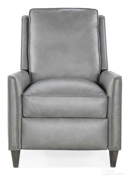 The appearance of Christopher Reclining Chair In Gray designed by Hooker in the transitional interior design. This gray piece of furniture  was selected by 1StopBedrooms from Christopher Collection to add a touch of cosiness and style into your home. Sku: BYX-3318980013-91. Material: Leather. Product Type: Reclining Chair. Image1