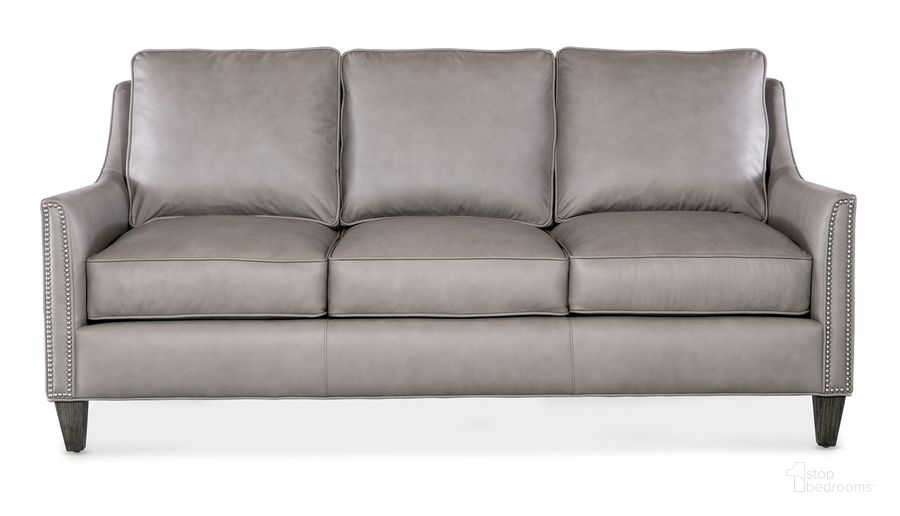 The appearance of Christopher Sofa In Gray designed by Hooker in the transitional interior design. This gray piece of furniture  was selected by 1StopBedrooms from Christopher Collection to add a touch of cosiness and style into your home. Sku: BYX-318-95-980013-91STPN. Material: Leather. Product Type: Sofa. Image1
