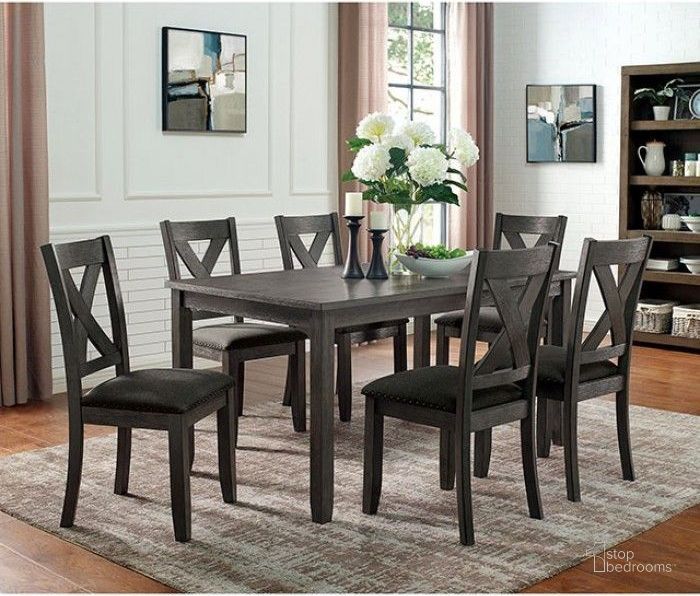 The appearance of Cilgerran Gray And Dark Gray Dining Room Set designed by Furniture of America in the modern / contemporary interior design. This gray piece of furniture  was selected by 1StopBedrooms from Cilgerran Collection to add a touch of cosiness and style into your home. Sku: CM3153GY-T;CM3153GY-SC-2PK. Material: Wood. Product Type: Dining Room Set. Size: 36". Image1