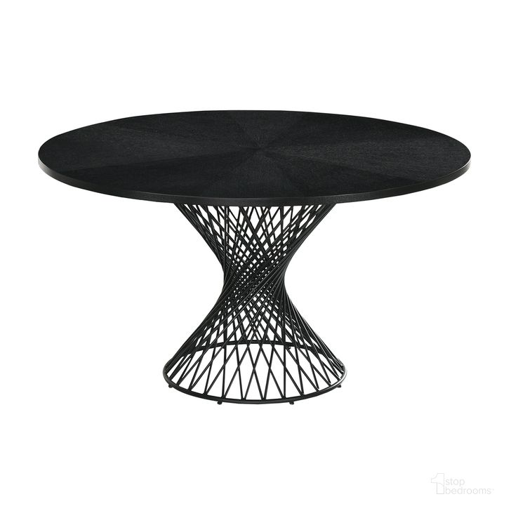 The appearance of Cirque 54 Inch Round Black Wood and Metal Pedestal Dining Table designed by Armen Living in the transitional interior design. This black piece of furniture  was selected by 1StopBedrooms from Cirque Collection to add a touch of cosiness and style into your home. Sku: LCCQDIBLTOP;LCCQDIBLBASE. Table Base Style: Pedestal. Table Top Shape: Round. Product Type: Dining Table. Material: MDF. Size: 54". Image1