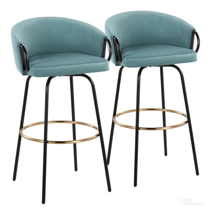 The appearance of Claire Barstool Set of 2 In Blue and Black designed by Lumisource in the modern / contemporary interior design. This blue and black piece of furniture  was selected by 1StopBedrooms from Claire Collection to add a touch of cosiness and style into your home. Sku: B30-CLAIRE2-SWVG BKVLBU2. Material: Metal. Product Type: Barstool. Image1