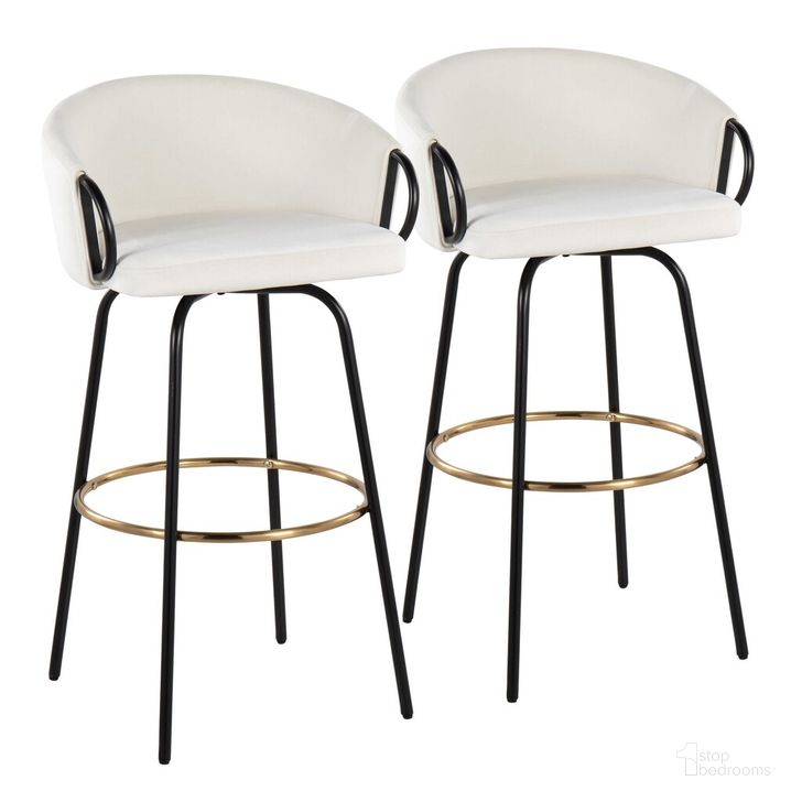 The appearance of Claire Barstool Set of 2 In Cream and Gold designed by Lumisource in the modern / contemporary interior design. This cream/gold piece of furniture  was selected by 1StopBedrooms from Claire Collection to add a touch of cosiness and style into your home. Sku: B30-CLAIRE2-SWVG BKVCR2. Material: Metal. Product Type: Barstool. Image1