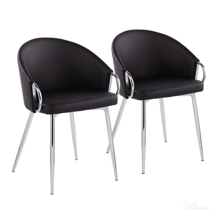 The appearance of Claire Chair Set of 2 In Black and Chrome designed by Lumisource in the modern / contemporary interior design. This black and chrome piece of furniture  was selected by 1StopBedrooms from Claire Collection to add a touch of cosiness and style into your home. Sku: CH-CLAIREPU2 CHRBK2. Material: Leather. Product Type: Dining Chair. Image1