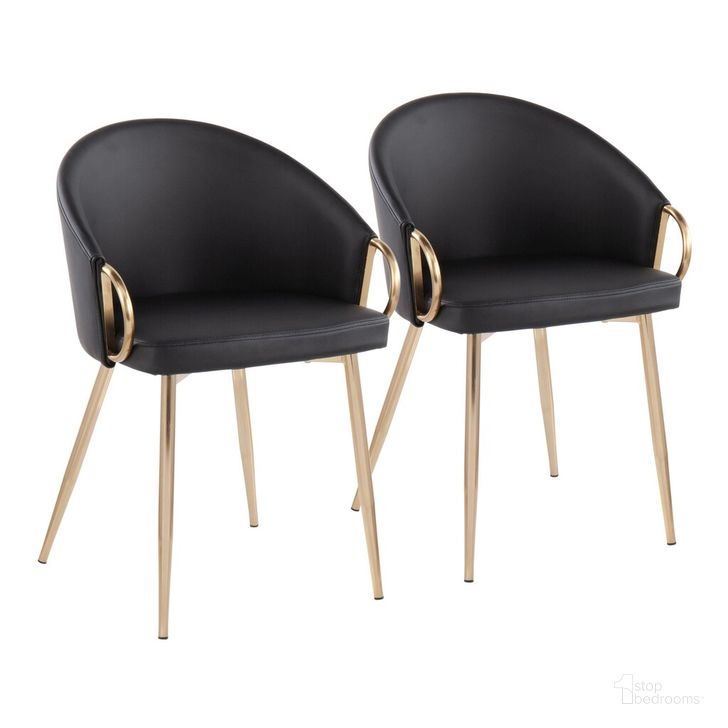 The appearance of Claire Chair Set of 2 In Black and Gold designed by Lumisource in the modern / contemporary interior design. This black and gold piece of furniture  was selected by 1StopBedrooms from Claire Collection to add a touch of cosiness and style into your home. Sku: CH-CLAIREPU2 AUBK2. Material: Leather. Product Type: Dining Chair. Image1