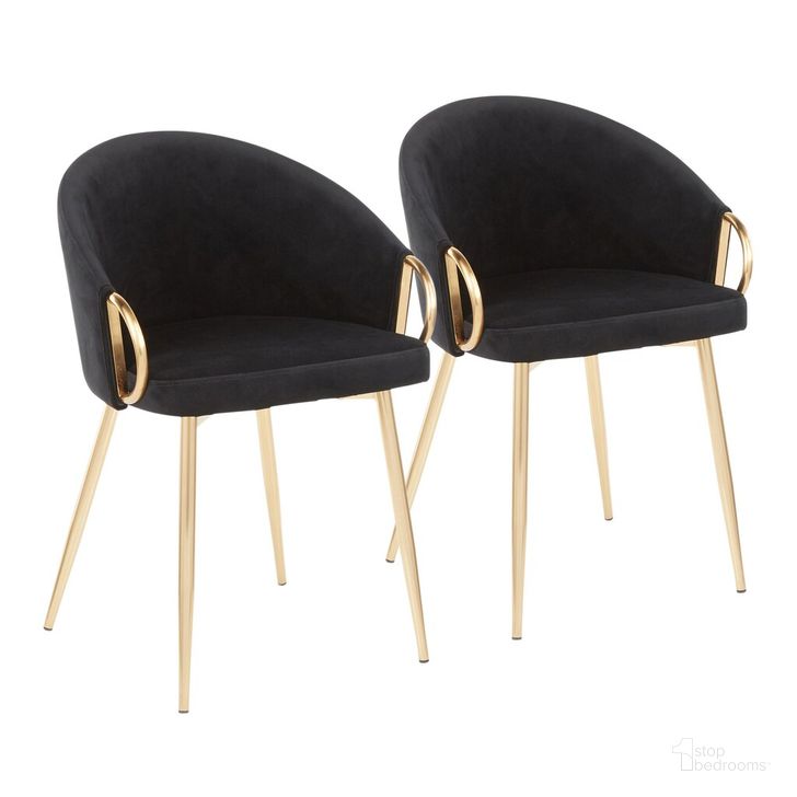 The appearance of Claire Chair Set of 2 In Black and Gold designed by Lumisource in the modern / contemporary interior design. This black and gold piece of furniture  was selected by 1StopBedrooms from Claire Collection to add a touch of cosiness and style into your home. Sku: CH-CLAIREV2 AUBK2. Material: Metal. Product Type: Dining Chair. Image1