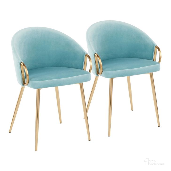 The appearance of Claire Chair Set of 2 In Blue and Gold designed by Lumisource in the modern / contemporary interior design. This blue and gold piece of furniture  was selected by 1StopBedrooms from Claire Collection to add a touch of cosiness and style into your home. Sku: CH-CLAIREV2 AULBU2. Material: Metal. Product Type: Dining Chair. Image1