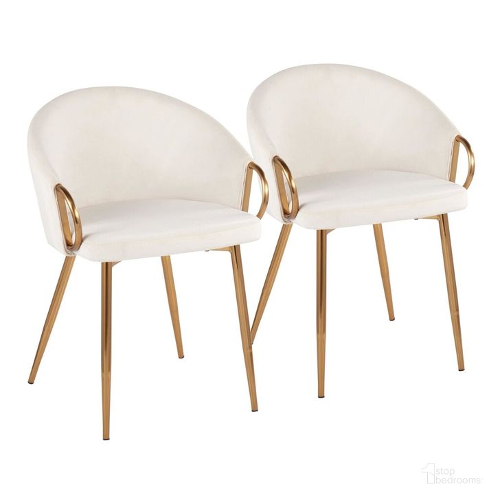 The appearance of Claire Chair Set of 2 In Cream and Gold designed by Lumisource in the modern / contemporary interior design. This cream/gold piece of furniture  was selected by 1StopBedrooms from Claire Collection to add a touch of cosiness and style into your home. Sku: CH-CLAIREV2 AUCR2. Material: Metal. Product Type: Dining Chair. Image1