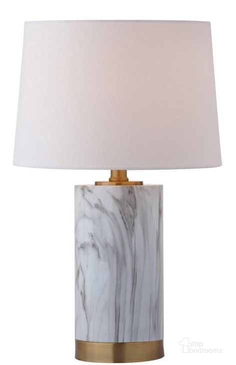 The appearance of Clarabel Marble Table Lamp designed by Safavieh in the modern / contemporary interior design. This white piece of furniture  was selected by 1StopBedrooms from Clarabel Collection to add a touch of cosiness and style into your home. Sku: TBL4043A. Product Type: Table Lamp. Material: Brass. Image1