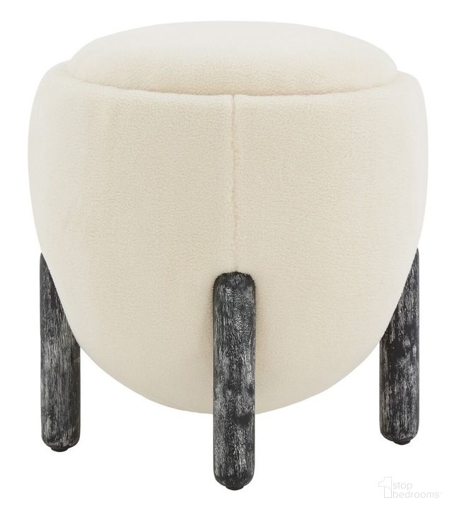 The appearance of Clarabella Upholstered Ottoman In Cream and Black designed by Safavieh Couture in the country / farmhouse interior design. This cream and black piece of furniture  was selected by 1StopBedrooms from Clarabella Collection to add a touch of cosiness and style into your home. Sku: SFV4800C. Product Type: Ottoman. Material: Plywood. Image1