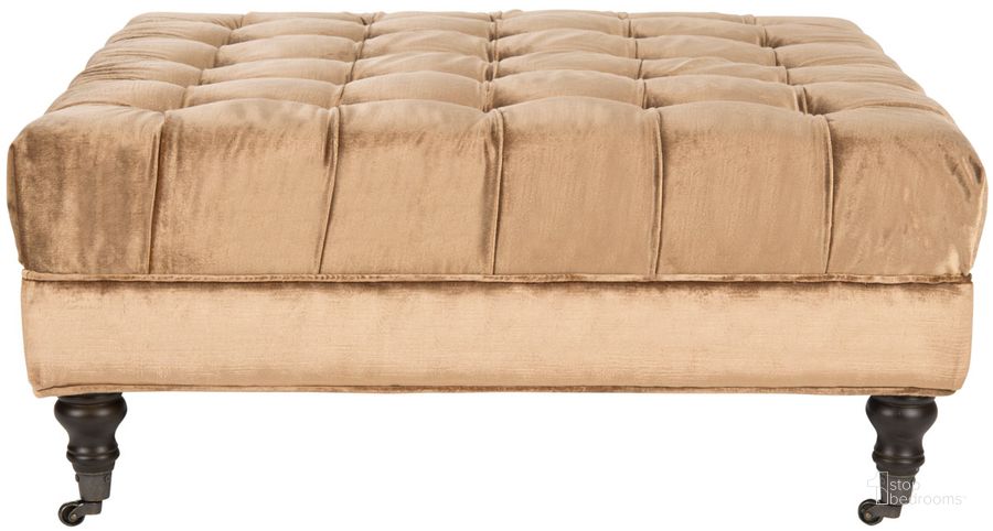 The appearance of Clark Gold, Olive and Espresso Cocktail Tufted Ottoman designed by Safavieh in the modern / contemporary interior design. This golden bronze piece of furniture  was selected by 1StopBedrooms from Clark Collection to add a touch of cosiness and style into your home. Sku: MCR4654B. Material: Wood. Product Type: Ottoman. Image1