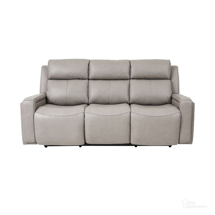 The appearance of Claude Dual Power Headrest and Lumbar Support Reclining Sofa In Light Gray Genuine Leather designed by Armen Living in the modern / contemporary interior design. This light gray piece of furniture  was selected by 1StopBedrooms from Claude Collection to add a touch of cosiness and style into your home. Sku: LCCL3GR. Material: Leather. Product Type: Sofa. Image1