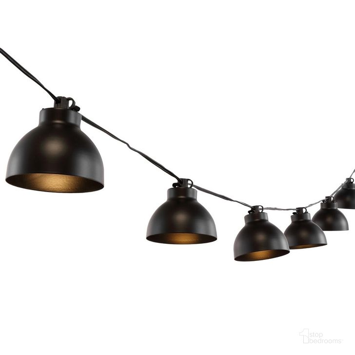 The appearance of Claudie Led Outdoor String Lights in Black designed by Safavieh in the industrial interior design. This black piece of furniture  was selected by 1StopBedrooms from Claudie Collection to add a touch of cosiness and style into your home. Sku: PLT4049A. Material: Metal. Product Type: Lighting. Image1
