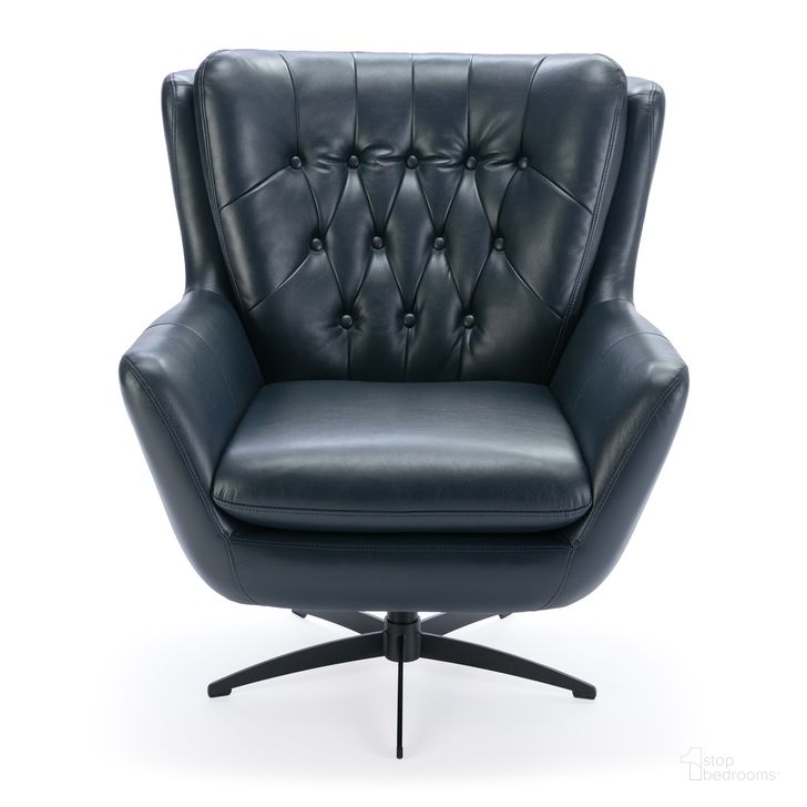 The appearance of Clayton Tufted Faux Leather Swivel Chair In Midnight Blue designed by Comfort Pointe in the  interior design. This midnight blue piece of furniture  was selected by 1StopBedrooms from Clayton Collection to add a touch of cosiness and style into your home. Sku: 8302-14. Product Type: Swivel Chair. Material: Plywood. Image1
