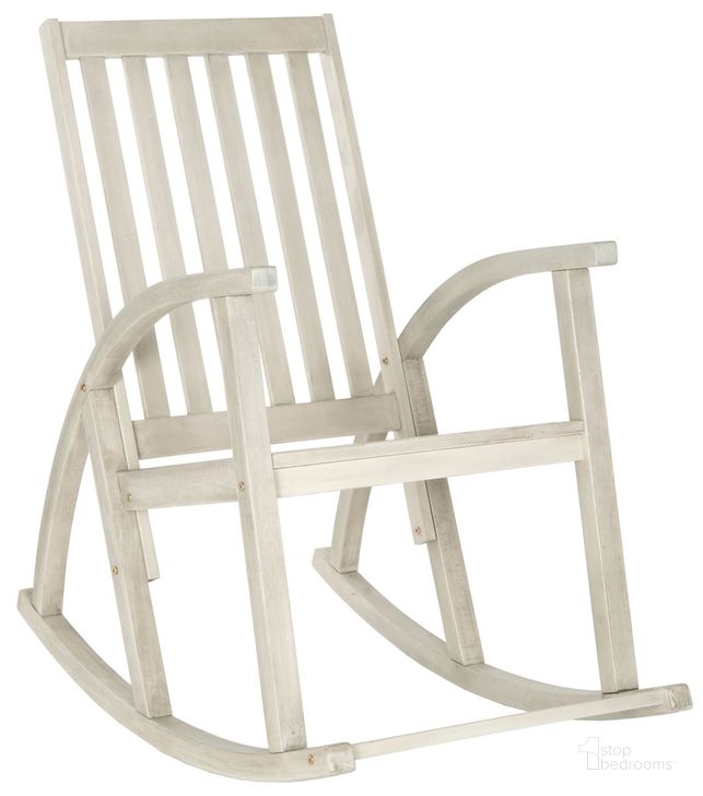 The appearance of Clayton White Wash Rocking Chair designed by Safavieh in the modern / contemporary interior design. This white wash piece of furniture  was selected by 1StopBedrooms from Clayton Collection to add a touch of cosiness and style into your home. Sku: PAT7003C. Material: Steel. Product Type: Living Room Chair. Image1