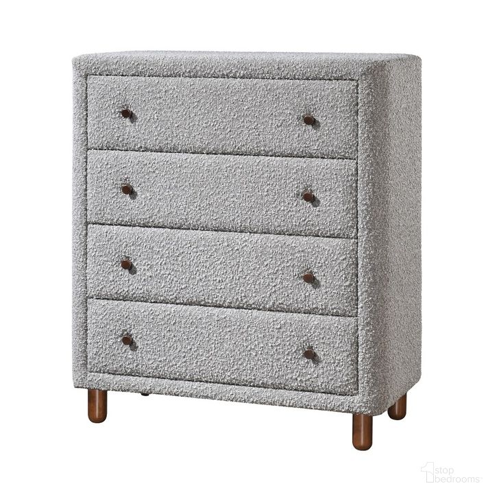 The appearance of Cleo Chest In Gray Boucle designed by ACME in the  interior design. This gray piece of furniture  was selected by 1StopBedrooms from Cleo Collection to add a touch of cosiness and style into your home. Sku: BD02474. Material: Wood. Product Type: Chest. Image1