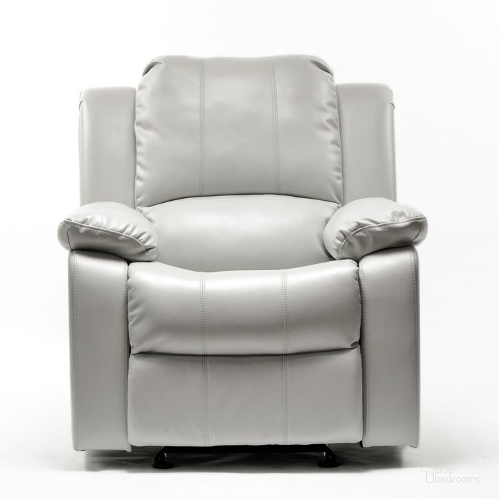 The appearance of Clifton Leather Gel Glider Rocker Recliner In Ivory designed by Comfort Pointe in the traditional interior design. This ivory piece of furniture  was selected by 1StopBedrooms from Clifton Collection to add a touch of cosiness and style into your home. Sku: 8070-58. Product Type: Recliner. Material: Plywood. Image1