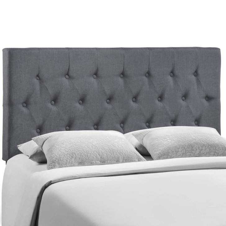 The appearance of Clique Smoke Queen Upholstered Fabric Headboard designed by Modway in the modern / contemporary interior design. This smoke piece of furniture  was selected by 1StopBedrooms from Clique Collection to add a touch of cosiness and style into your home. Sku: MOD-5202-SMK. Material: Wood. Product Type: Headboard. Image1
