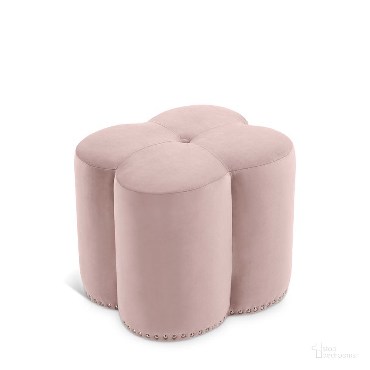 The appearance of Clover Velvet Ottoman In Pink designed by Meridian in the modern / contemporary interior design. This pink velvet piece of furniture  was selected by 1StopBedrooms from Clover Collection to add a touch of cosiness and style into your home. Sku: 173Pink. Material: Wood. Product Type: Ottoman. Image1