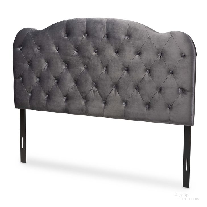 The appearance of Clovis Velvet Fabric Upholstered Full Headboard In Grey and Dark Brown designed by Baxton Studio in the modern / contemporary interior design. This grey and dark brown piece of furniture  was selected by 1StopBedrooms from Clovis Collection to add a touch of cosiness and style into your home. Sku: Clovis-Grey Velvet-HB-Full. Product Type: Headboard. Bed Size: Full. Material: MDF. Image1