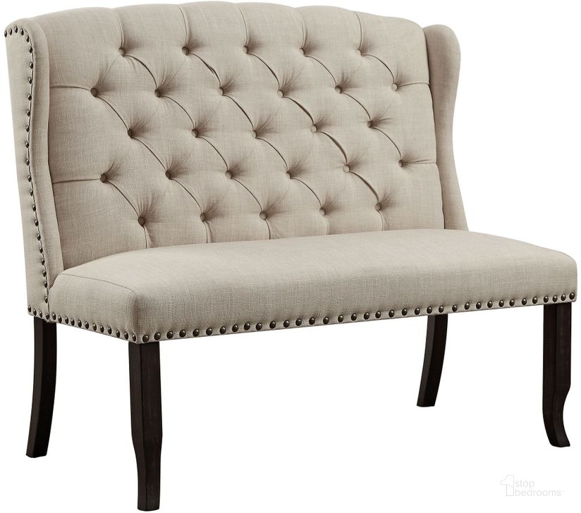 The appearance of Sania 2-Seater Loveseat Bench In Antique Black and Beige designed by Furniture of America in the rustic / southwestern interior design. This black and beige piece of furniture  was selected by 1StopBedrooms from Sania Collection to add a touch of cosiness and style into your home. Sku: CM3324BK-BN. Material: Wood. Product Type: Bench. Image1