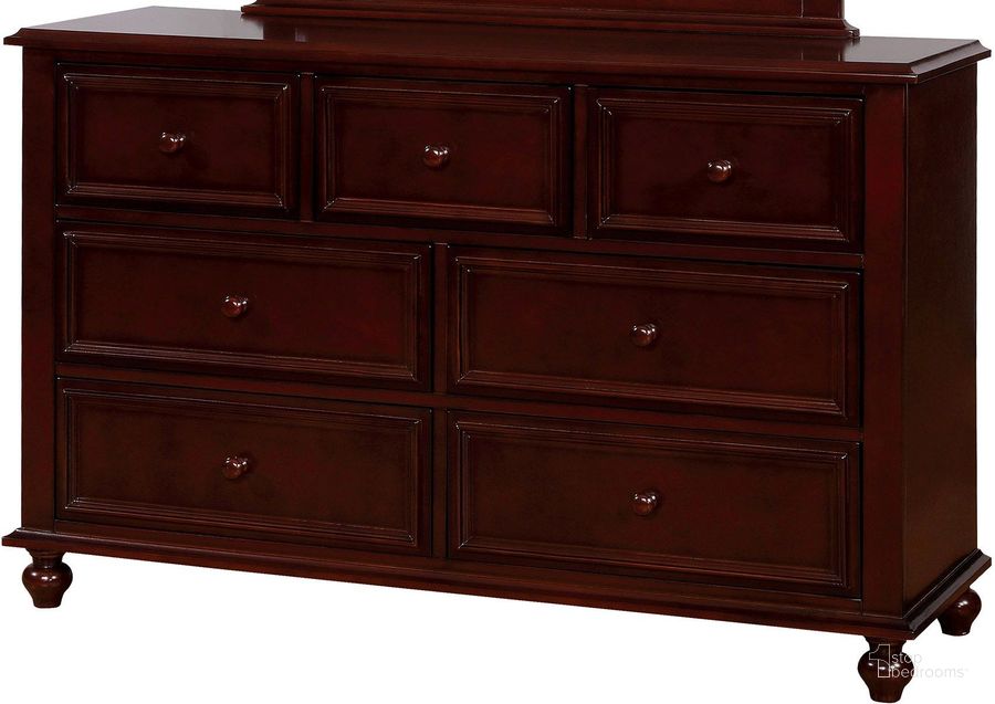 The appearance of Olivia Dresser In Dark Walnut designed by Furniture of America in the traditional interior design. This dark walnut piece of furniture  was selected by 1StopBedrooms from Olivia Collection to add a touch of cosiness and style into your home. Sku: CM7155EX-D. Material: Wood. Product Type: Dresser. Image1