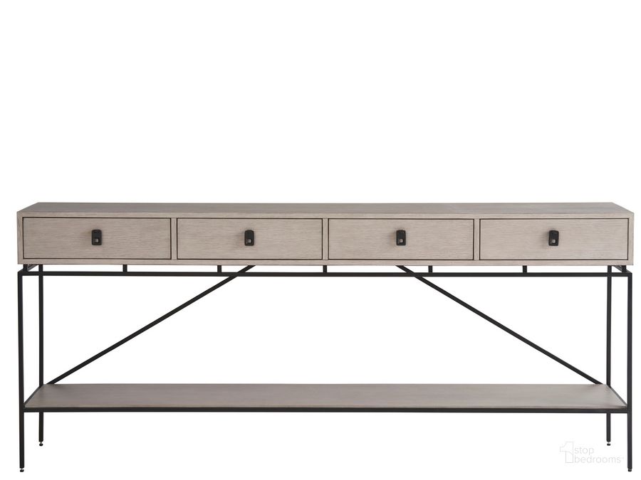 The appearance of Coalesce Barber Long Console In Fog designed by Universal in the modern / contemporary interior design. This fog piece of furniture  was selected by 1StopBedrooms from Coalesce Collection to add a touch of cosiness and style into your home. Sku: U301816. Material: Metal. Product Type: Console. Image1