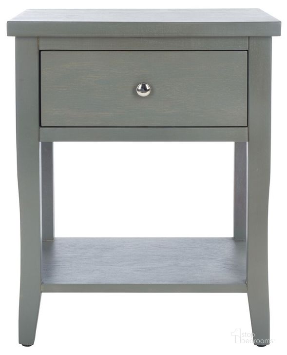 The appearance of Coby French Grey End Table with Storage Drawer designed by Safavieh in the traditional interior design. This ash gray piece of furniture  was selected by 1StopBedrooms from Coby Collection to add a touch of cosiness and style into your home. Sku: AMH6616A. Material: Wood. Product Type: Nightstand. Image1