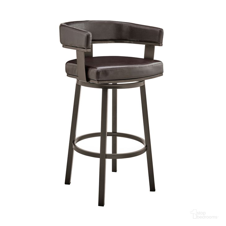 The appearance of Cohen 30 Inch Bar Height Swivel Bar Stool In Java Brown Finish and Chocolate Faux Leather designed by Armen Living in the modern / contemporary interior design. This chocolate piece of furniture  was selected by 1StopBedrooms from Cohen Collection to add a touch of cosiness and style into your home. Sku: 721535761951. Product Type: Barstool. Material: Stainless Steel. Image1