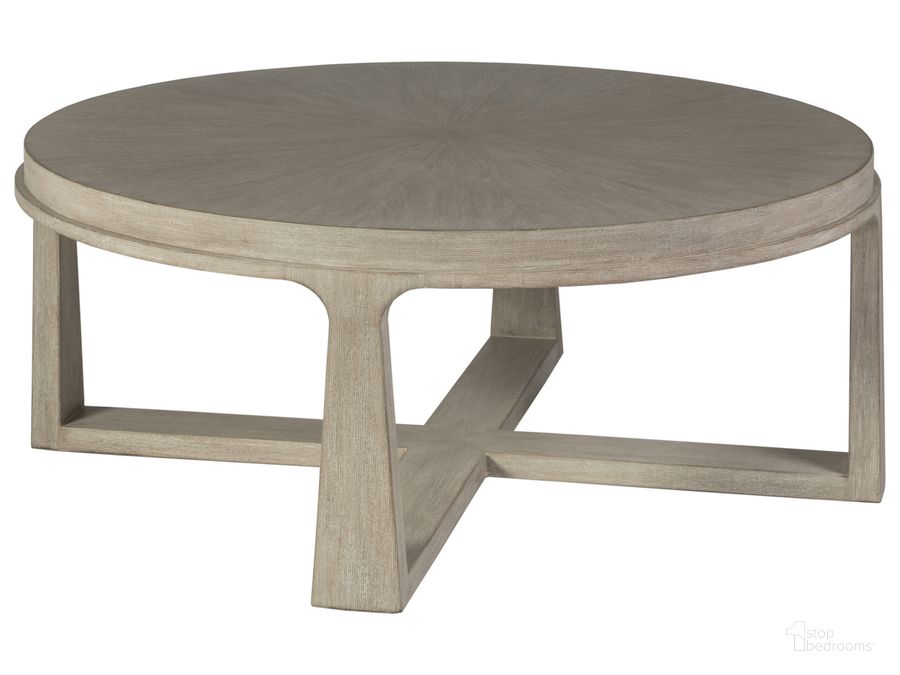 The appearance of Cohesion Program Rousseau Round Cocktail Table 01-2228-943-40 designed by Artistica Home in the modern / contemporary interior design. This white wash piece of furniture  was selected by 1StopBedrooms from Cohesion Program Collection to add a touch of cosiness and style into your home. Sku: 01-2228-943-40. Product Type: Cocktail Table. Image1