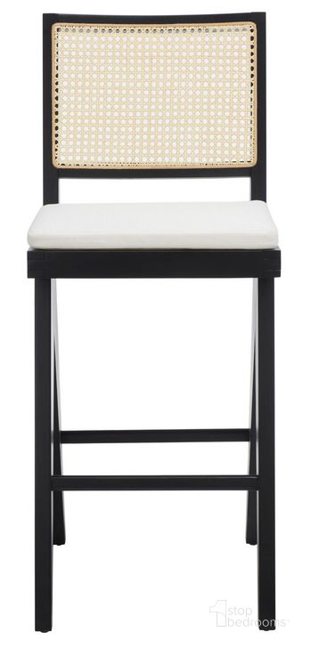 The appearance of Colette Rattan Barstool In Black And Natural designed by Safavieh Couture in the coastal interior design. This black and natural piece of furniture  was selected by 1StopBedrooms from Colette Collection to add a touch of cosiness and style into your home. Sku: SFV4134A. Material: Wood. Product Type: Barstool. Image1