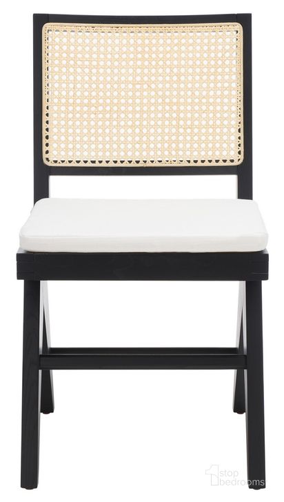 The appearance of Colette Rattan Dining Chair In Black And Natural designed by Safavieh Couture in the modern / contemporary interior design. This black and natural piece of furniture  was selected by 1StopBedrooms from Colette Collection to add a touch of cosiness and style into your home. Sku: SFV4132A-SET2. Material: Wood. Product Type: Dining Chair. Image1