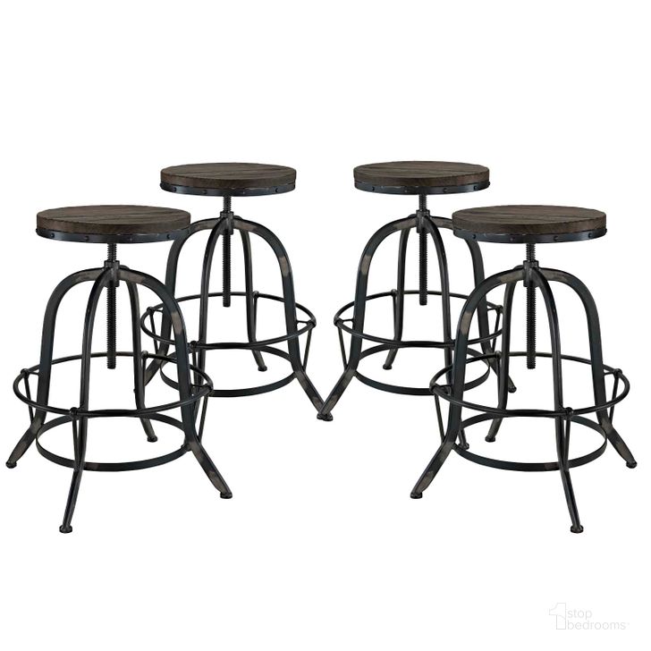 The appearance of Collect Black Bar Stool Set of 4 designed by Modway in the modern / contemporary interior design. This black piece of furniture  was selected by 1StopBedrooms from Collect Collection to add a touch of cosiness and style into your home. Sku: EEI-1607-BLK-SET. Product Type: Barstool. Material: Pine. Image1