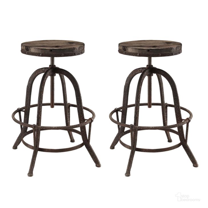 The appearance of Collect Brown Bar Stool Set of 2 designed by Modway in the modern / contemporary interior design. This brown piece of furniture  was selected by 1StopBedrooms from Collect Collection to add a touch of cosiness and style into your home. Sku: EEI-1603-BRN-SET. Product Type: Barstool. Material: Pine. Image1