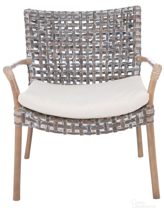 The appearance of Collette Rattan Accent Chair with Cushion in Grey designed by Safavieh in the modern / contemporary interior design. This grey piece of furniture  was selected by 1StopBedrooms from Collette Collection to add a touch of cosiness and style into your home. Sku: ACH6515A. Product Type: Accent Chair. Material: Rattan. Image1