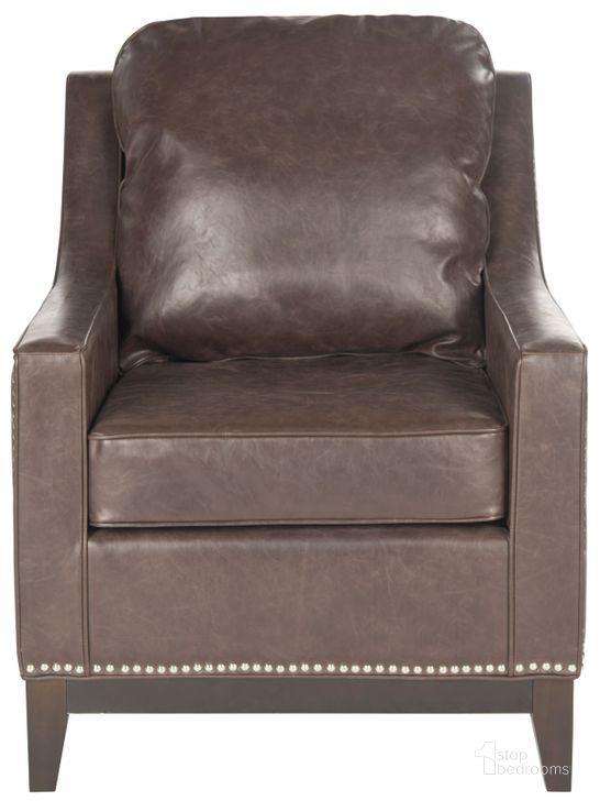 The appearance of Colton Antique Brown Club Chair designed by Safavieh in the modern / contemporary interior design. This antique brown piece of furniture  was selected by 1StopBedrooms from Colton Collection to add a touch of cosiness and style into your home. Sku: MCR4570C. Product Type: Accent Chair. Material: Stainless Steel. Image1
