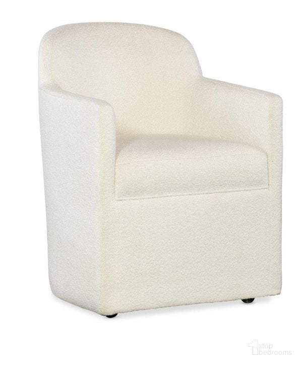 The appearance of Commerce and Market Izabela Upholstered Arm Chair In White designed by Hooker in the transitional interior design. This white piece of furniture  was selected by 1StopBedrooms from Komen Collection to add a touch of cosiness and style into your home. Sku: 7228-75010-02. Material: Fabric. Product Type: Arm Chair. Image1