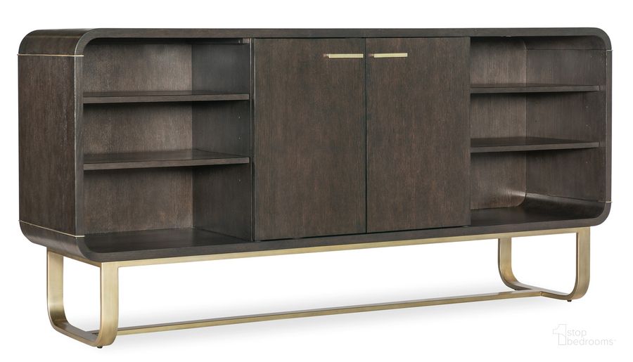 The appearance of Commerce & Market Metropolitan Credenza In Dark Brown designed by Hooker in the transitional interior design. This dark brown piece of furniture  was selected by 1StopBedrooms from Commmarket Collection to add a touch of cosiness and style into your home. Sku: 7228-85098-85. Product Type: Credenza. Material: Wood Veneer. Image1